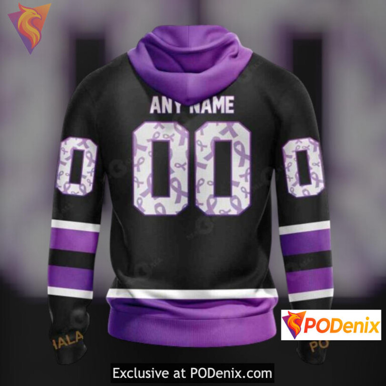 Black Hockey Fights Cancer Tribute New Jersey Devils Mens Hoodie Custom Apparel - 1