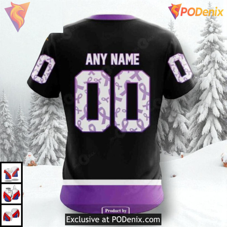 Black Hockey Fights Cancer Tribute NHL Montreal Canadiens Mens Hoodie 3D - 3