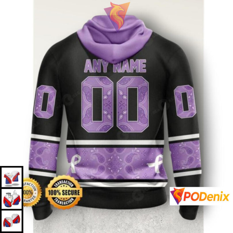Black Lavender Awareness Style Pittsburgh Penguins Hoodie 3D Custom Apparel - 1