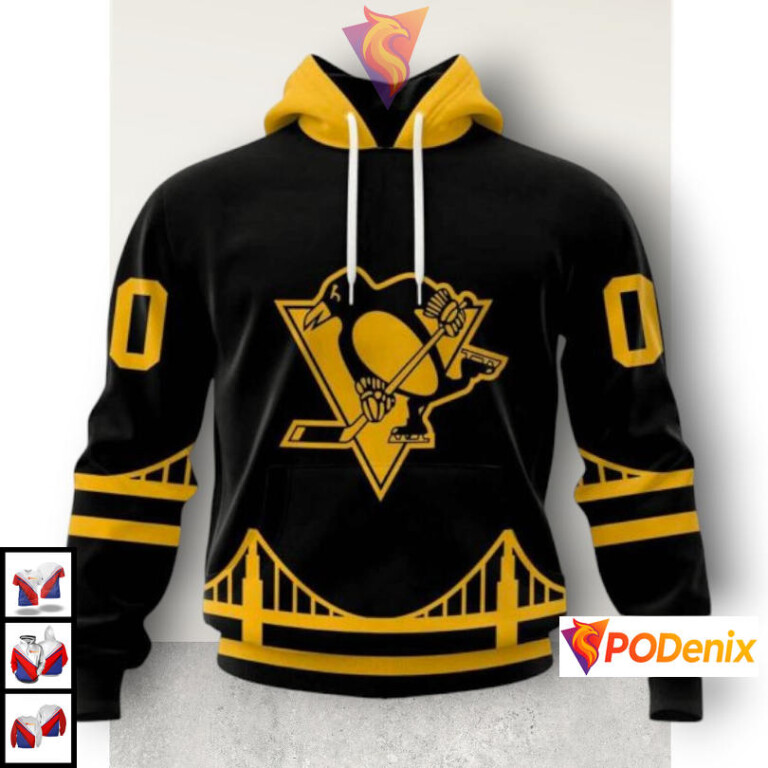 Blackout Edition Fan Apparel Pittsburgh Penguins All Over Print Hoodie Custom