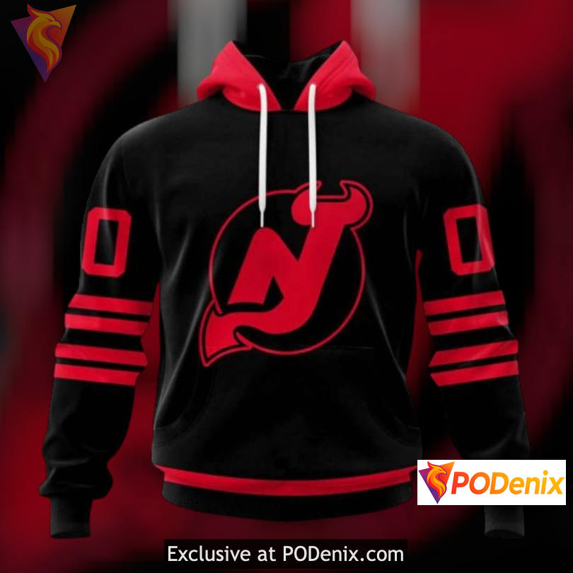 Blackout Theme Design New Jersey Devils Zip Up Hoodie Unique NHL Apparel
