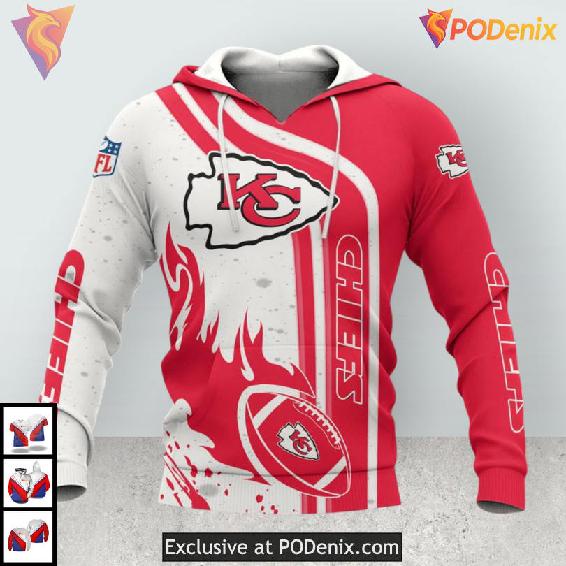Blazing Football Energy Kansas City Chiefs Hoodie 3D for Passionate Fans Blazing Football Energy Kansas City Chiefs Hoodie 3D for Passionate Fans