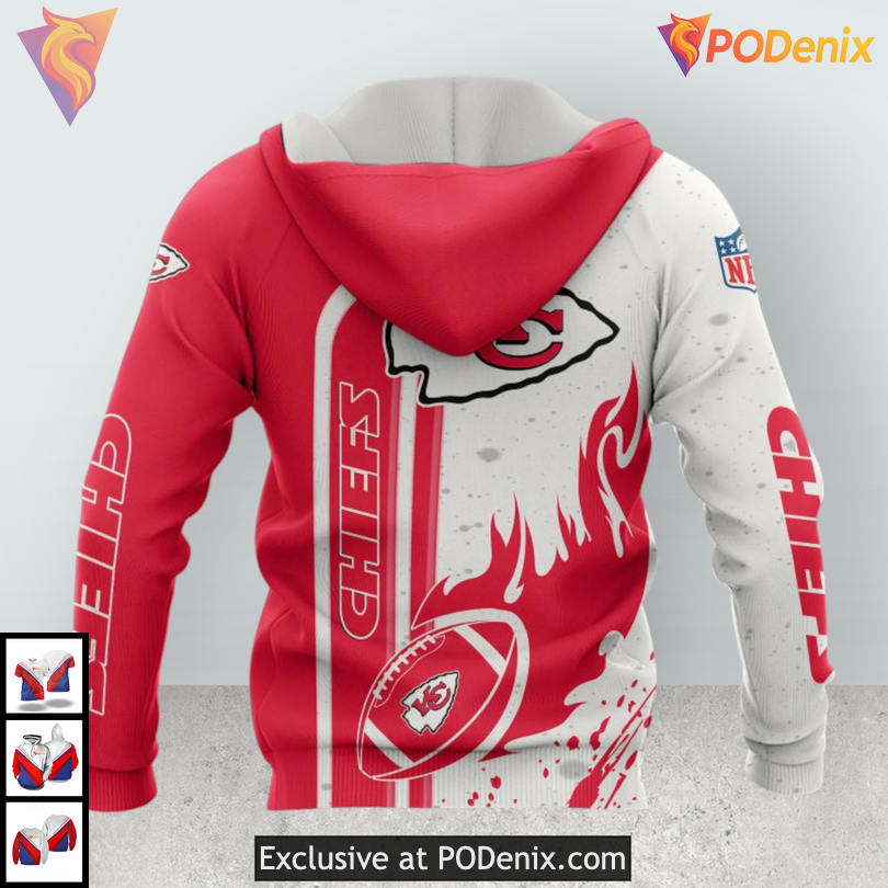 Blazing Football Energy Kansas City Chiefs Hoodie 3D for Passionate Fans Blazing Football Energy Kansas City Chiefs Hoodie 3D for Passionate Fans