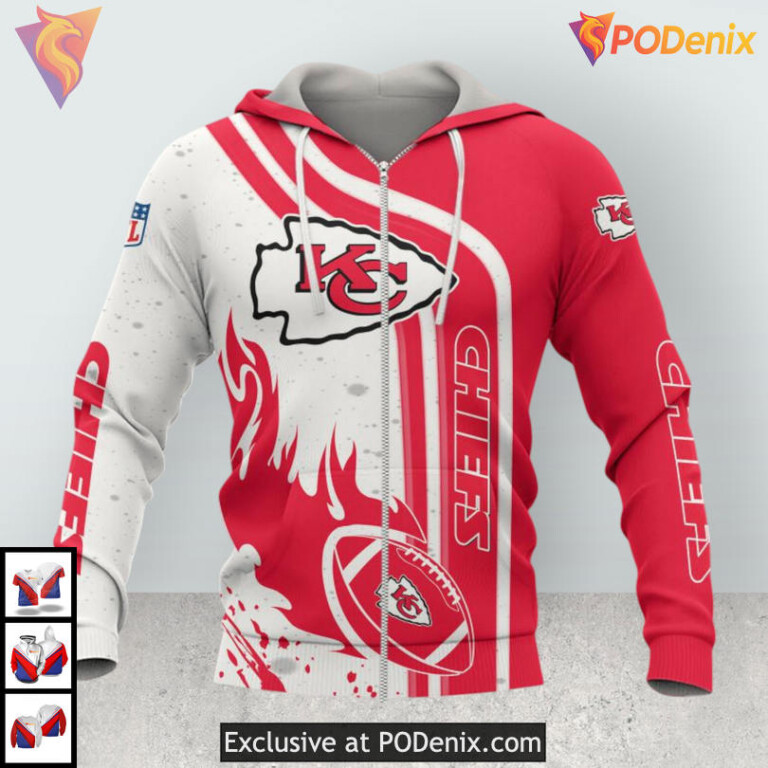 Blazing Football Energy Kansas City Chiefs Hoodie 3D for Passionate Fans - 2