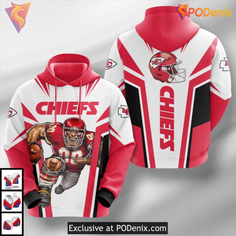 Blitz Beast Gridiron Charge Youth Kansas City Chiefs Hoodie, Football 3D Gear