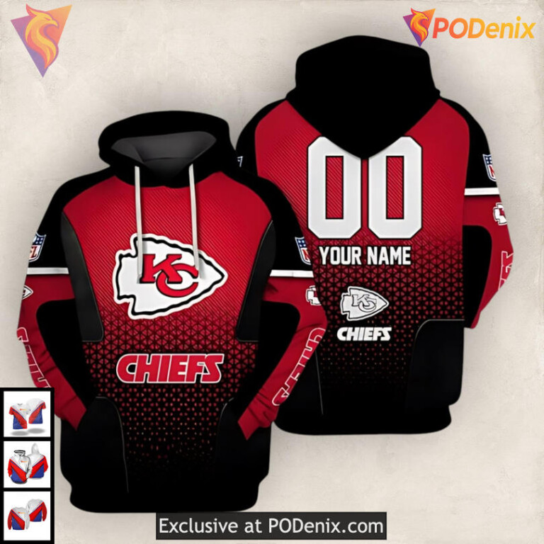 Bold Gradient Fury Pattern Kansas City Chiefs Mens Hoodie 3D Limited Drop
