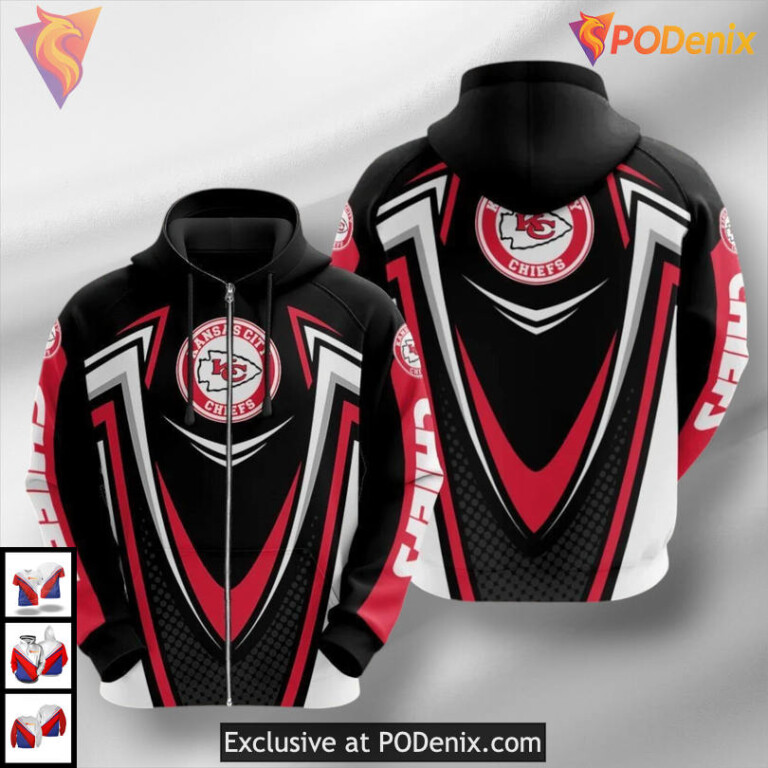 Bold V Design Kansas City Chiefs Youth Hoodie, Limited Custom 3D Fan Apparel