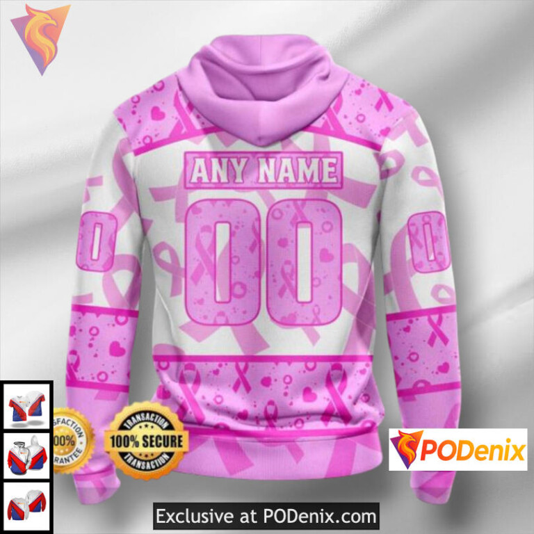 Breast Cancer Awareness Month Anaheim Ducks Hoodie With Hockey Logo Custom Apparel - 1