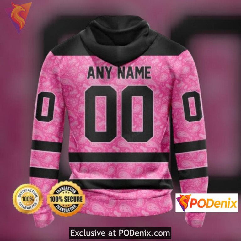 Breast Cancer Ribbon Tribute New Jersey Devils Pullover Hoodie Sweatshirt 3D - 1