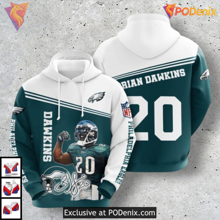Brian Dawkins USA Tribute Style Philadelphia Eagles Mens Hoodies Retro 3D Gear