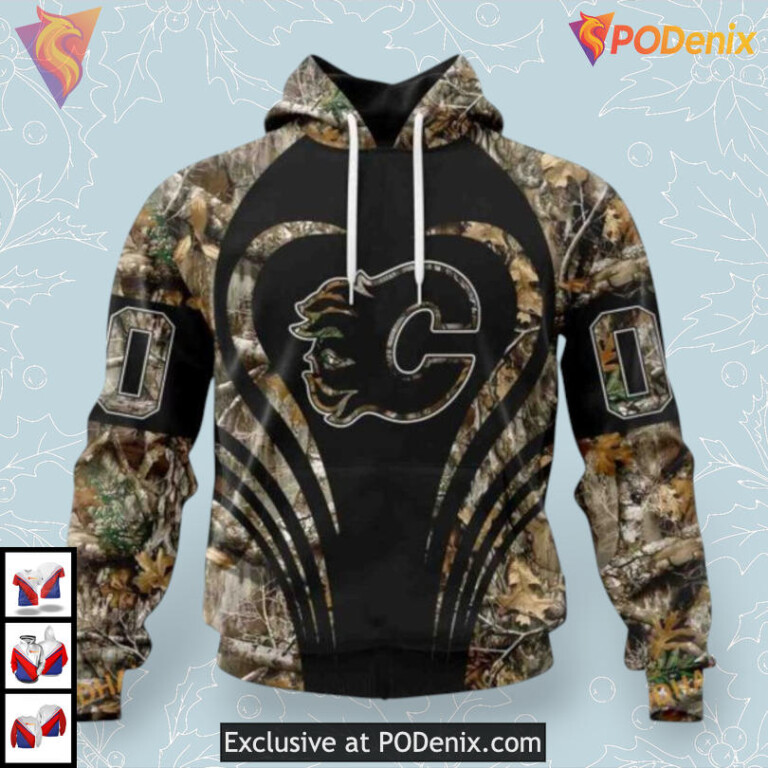 Camo Hunting Edition Calgary Flames Mens Hoodie 3D Sweatshirt Design