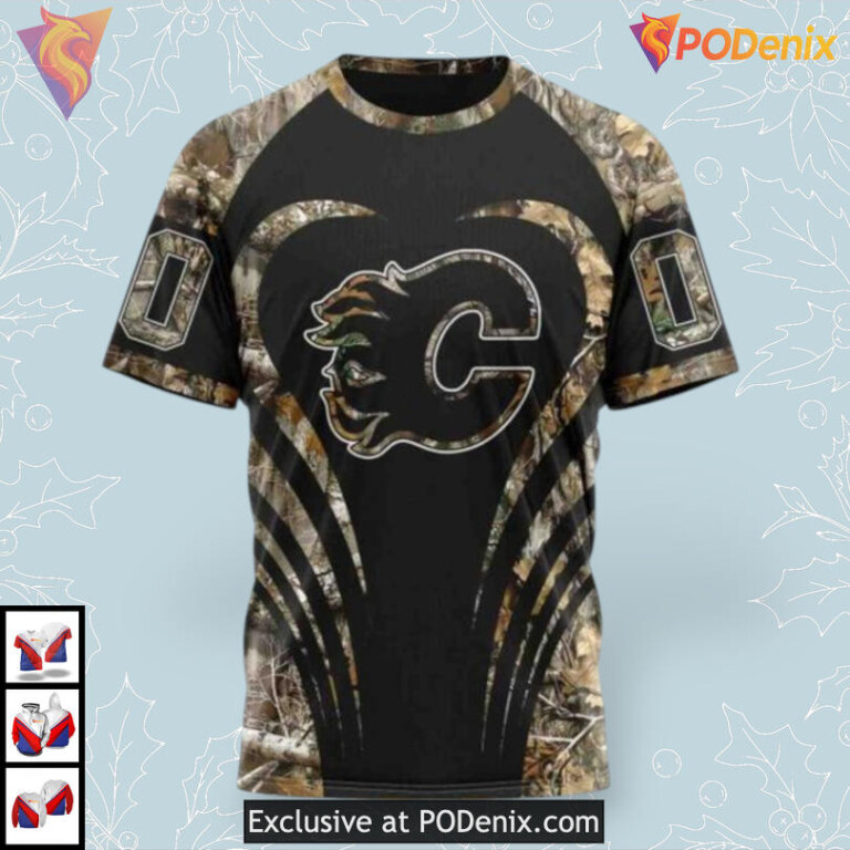 Camo Hunting Edition Calgary Flames Mens Hoodie 3D Sweatshirt Design - 2