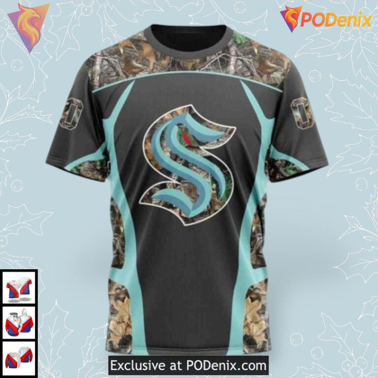 Camo Hunting Graphic Design NHL Seattle Kraken Unisex Hoodie 3D - 2