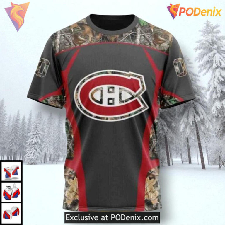 Camo Hunting Graphic Edition NHL Montreal Canadiens Kids Hoodie 3D - 2