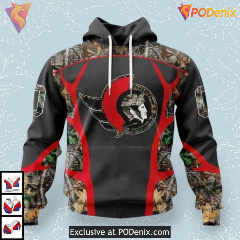 Camo Hunting Graphic Theme NHL Ottawa Senators Kids Hoodie 3D