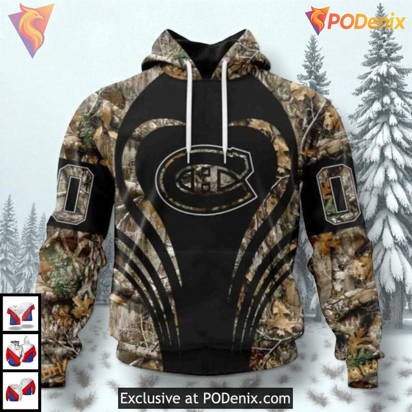 Camo Hunting Outdoor Concept NHL Montreal Canadiens Youth Hoodie 3D