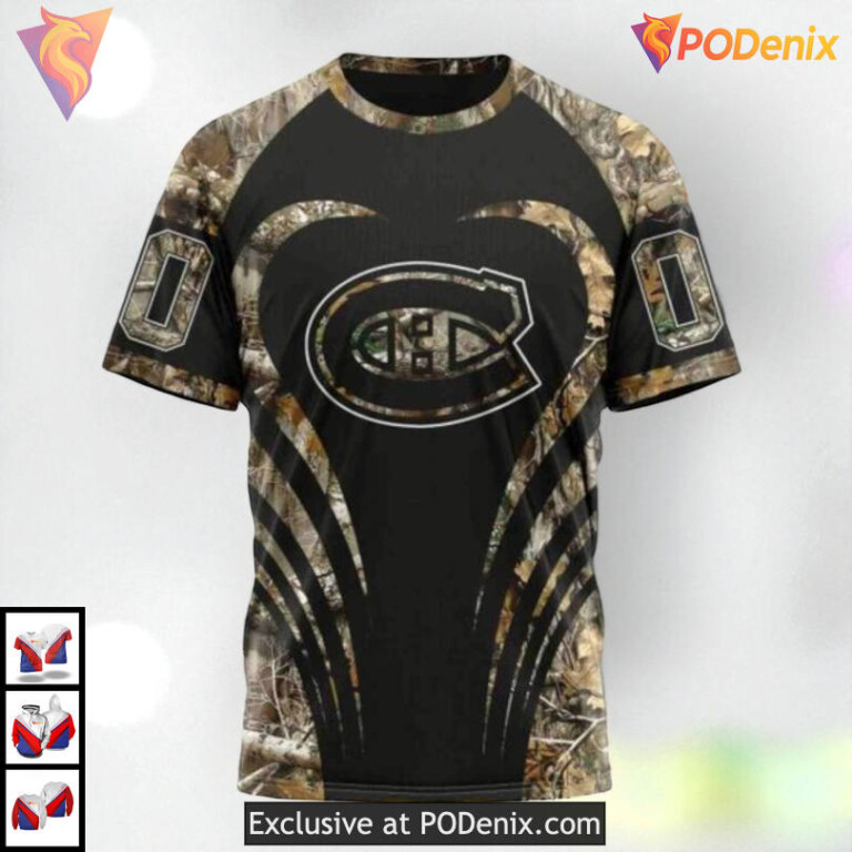 Camo Hunting Outdoor Concept NHL Montreal Canadiens Youth Hoodie 3D - 2