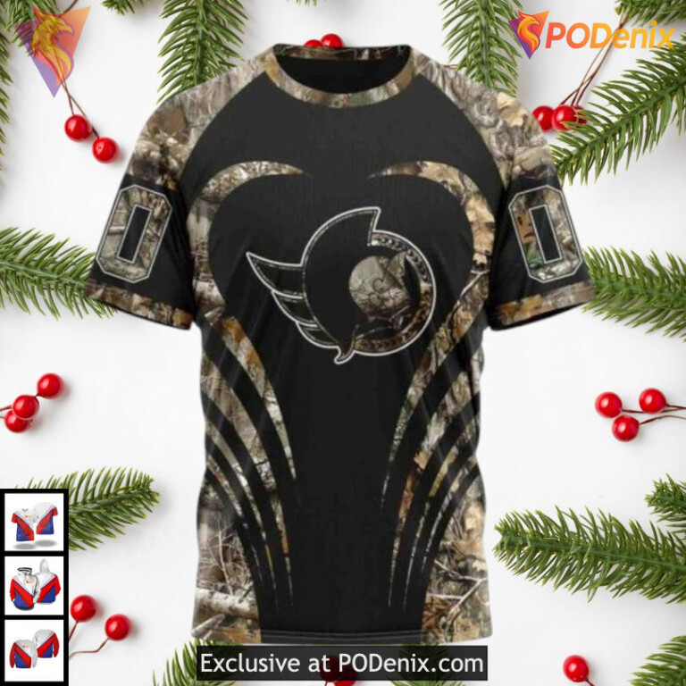 Camo Hunting Outdoor Style NHL Ottawa Senators Youth Hoodie 3D - 2