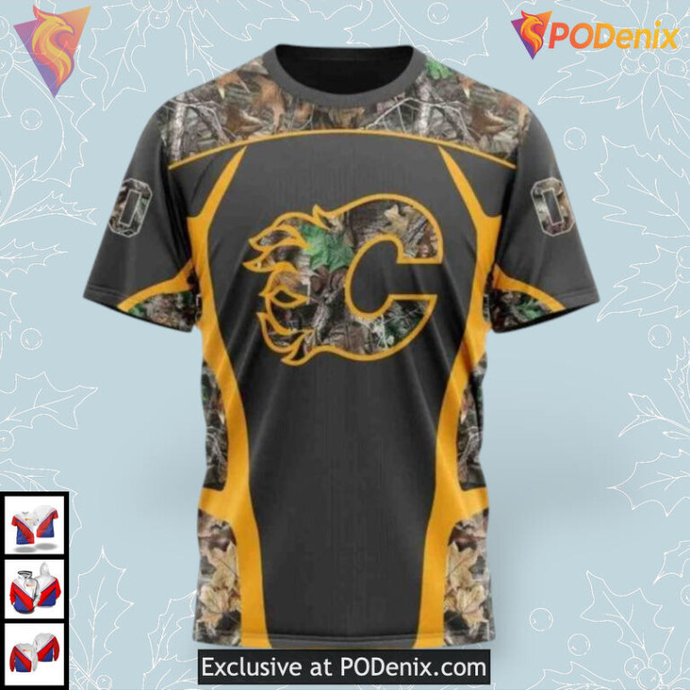 Camo Hunting Pattern Calgary Flames Winter Hoodie 3D Custom Edition - 2