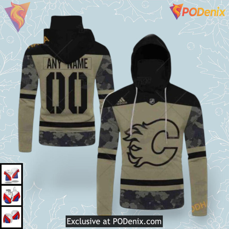 Camo Military Appreciation Calgary Flames Womens Hoodie 3D Team Gear