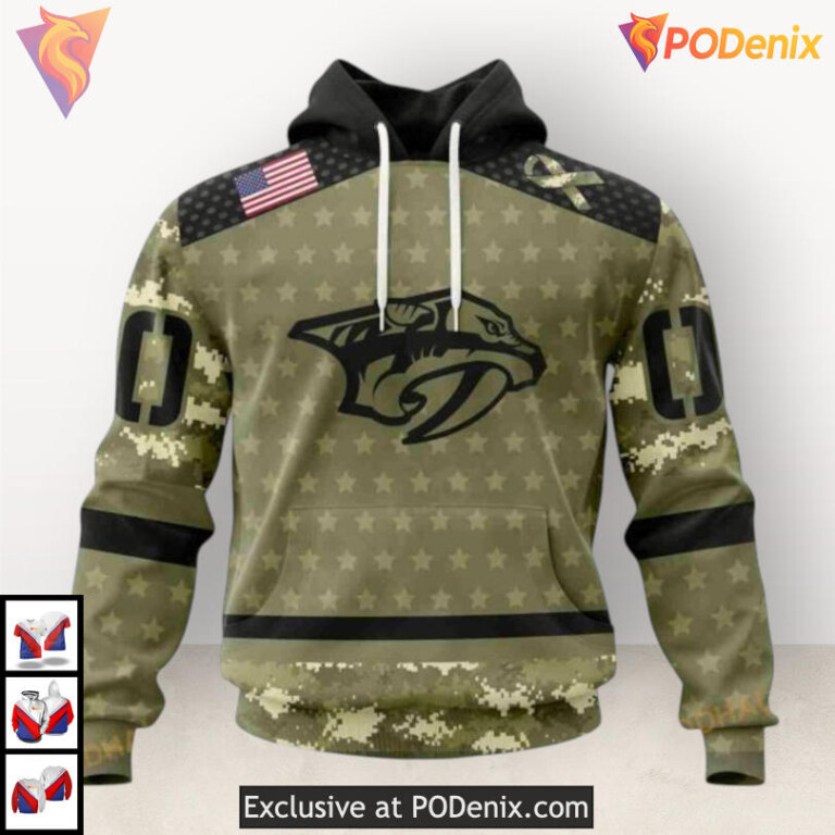 Camo Military Appreciation Edition Nashville Predators Womens Hoodie Custom 3D