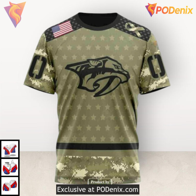 Camo Military Appreciation Edition Nashville Predators Womens Hoodie Custom 3D - 3