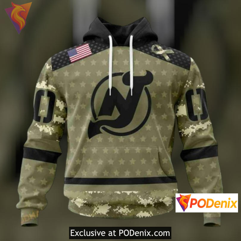 Camo Military Appreciation New Jersey Devils Mens Hoodie Special Edition