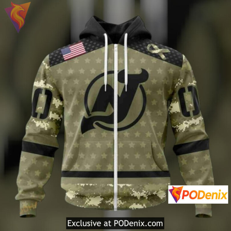 Camo Military Appreciation New Jersey Devils Mens Hoodie Special Edition - 1