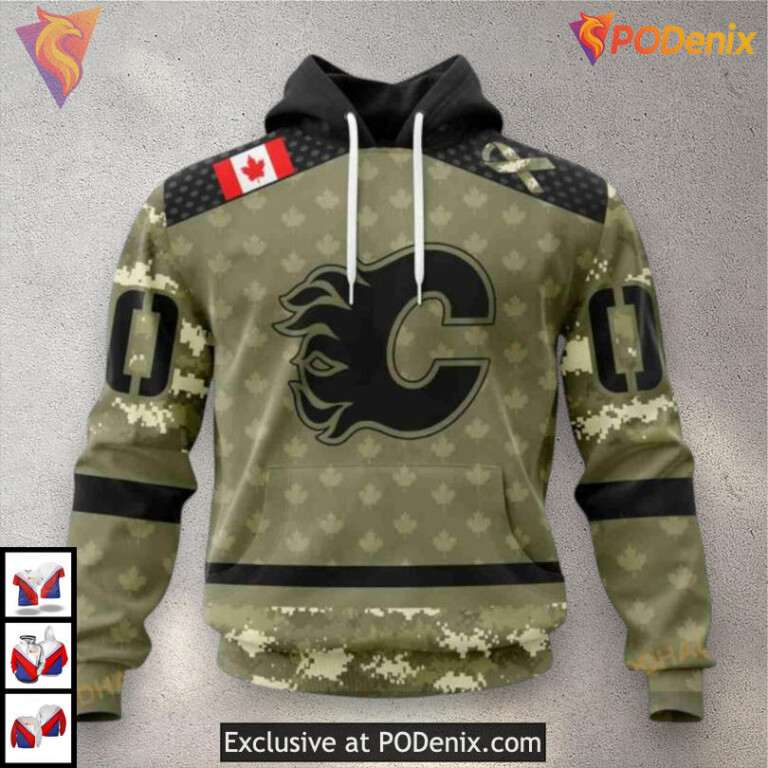 Camo Military Appreciation Retro Calgary Flames Hoodie 3D Sweatshirt