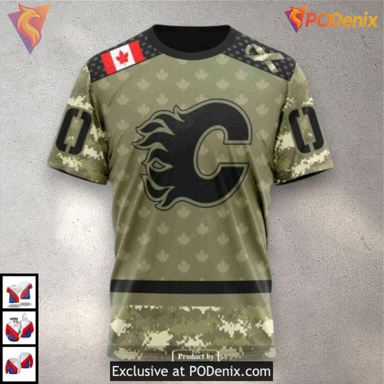Camo Military Appreciation Retro Calgary Flames Hoodie 3D Sweatshirt - 3