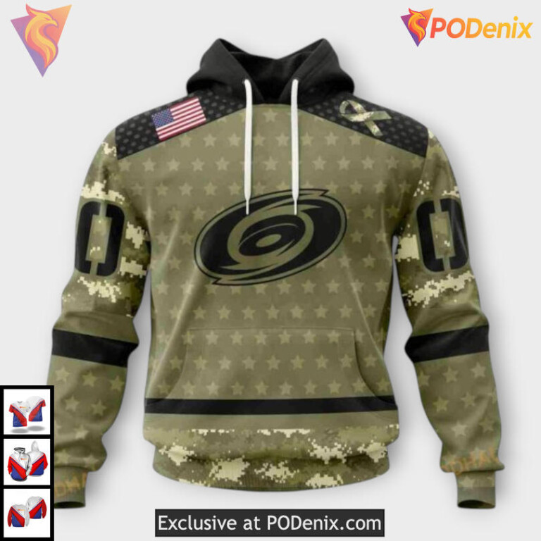 Camo Military Appreciation Style Retro Carolina Hurricanes Hoodie Sweatshirt