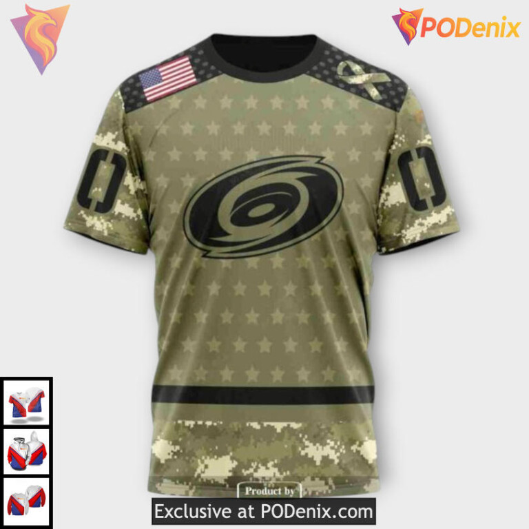 Camo Military Appreciation Style Retro Carolina Hurricanes Hoodie Sweatshirt - 3