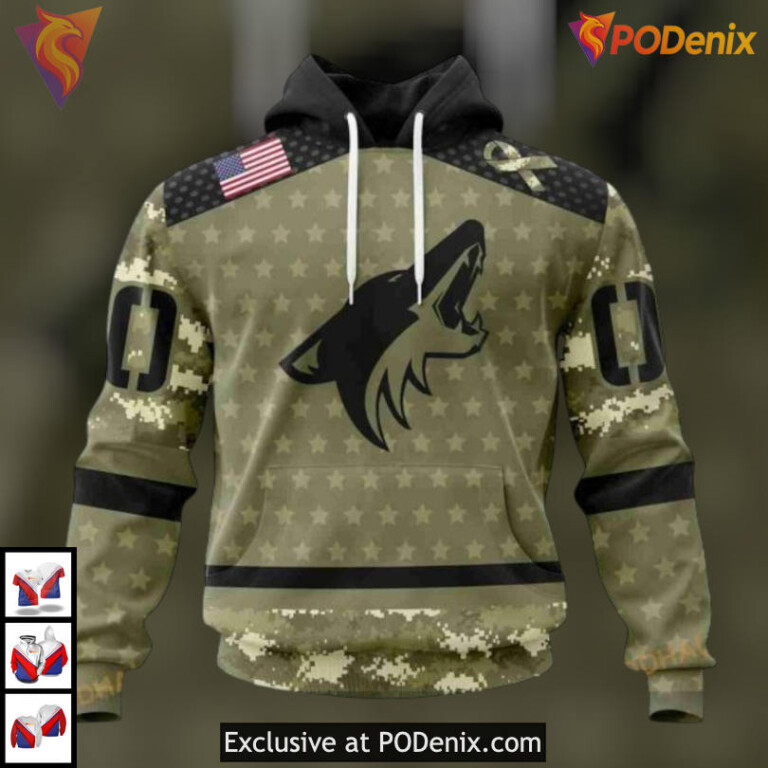 Camo Military Appreciation Tribute Arizona Coyotes Hoodie 3D Custom Apparel