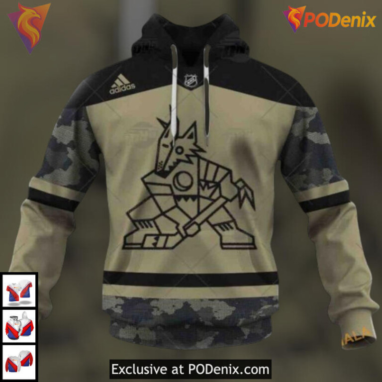 Camo Military Appreciation Tribute Arizona Coyotes Mens Hoodie Custom Apparel - 1