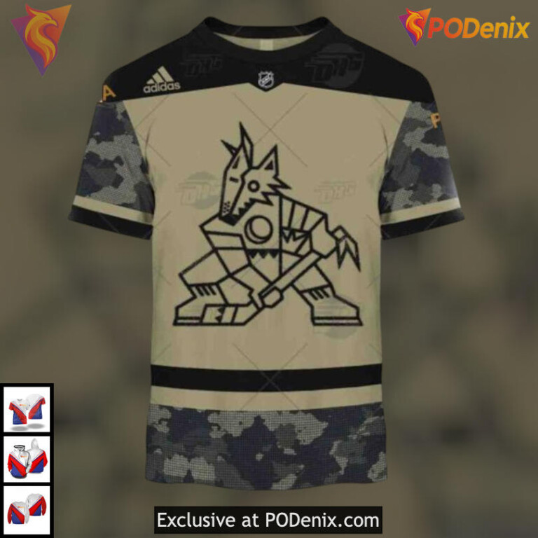 Camo Military Appreciation Tribute Arizona Coyotes Mens Hoodie Custom Apparel - 2