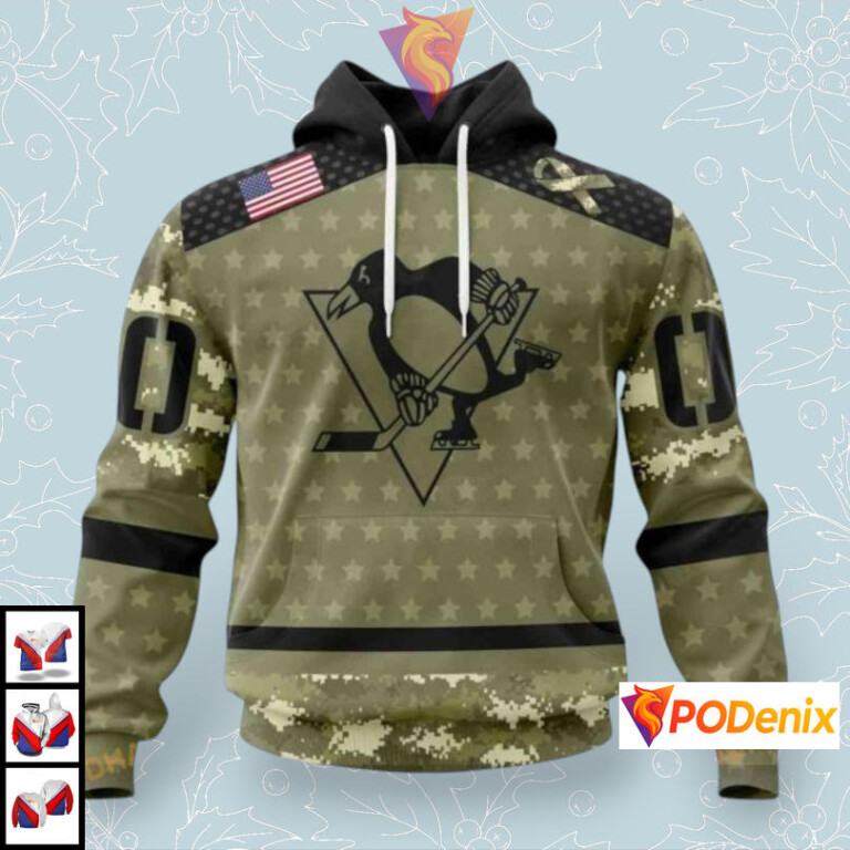 Camo Military Appreciation Tribute Custom Pittsburgh Penguins Christmas Hoodie NHL 3D