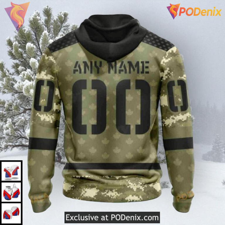 Camo Military Appreciation Tribute NHL Montreal Canadiens Winter Hoodie 3D - 2