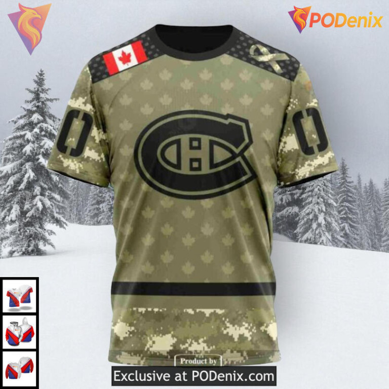 Camo Military Appreciation Tribute NHL Montreal Canadiens Winter Hoodie 3D - 5