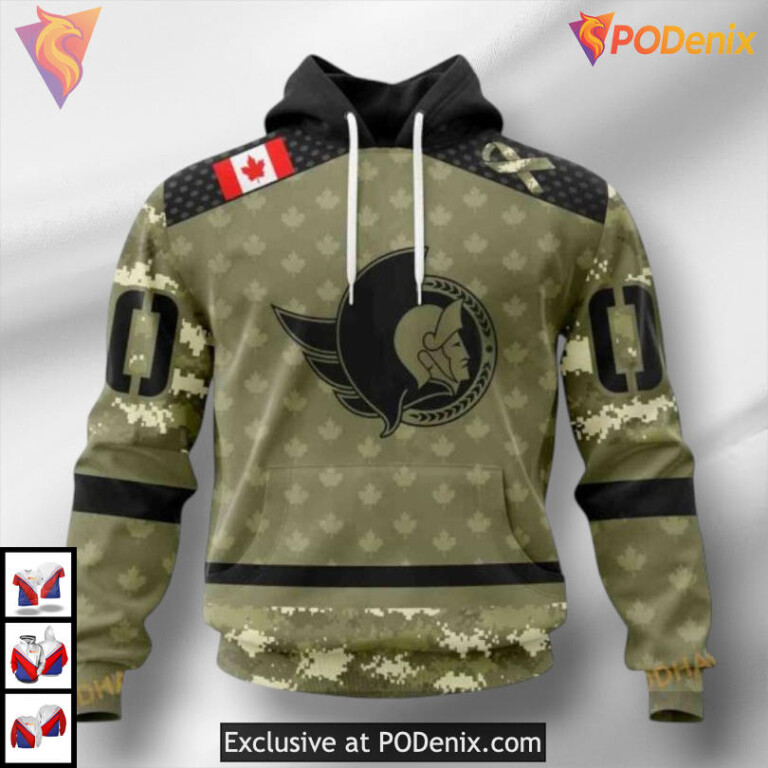 Camo Military Appreciation Tribute NHL Ottawa Senators Holiday Hoodie 3D