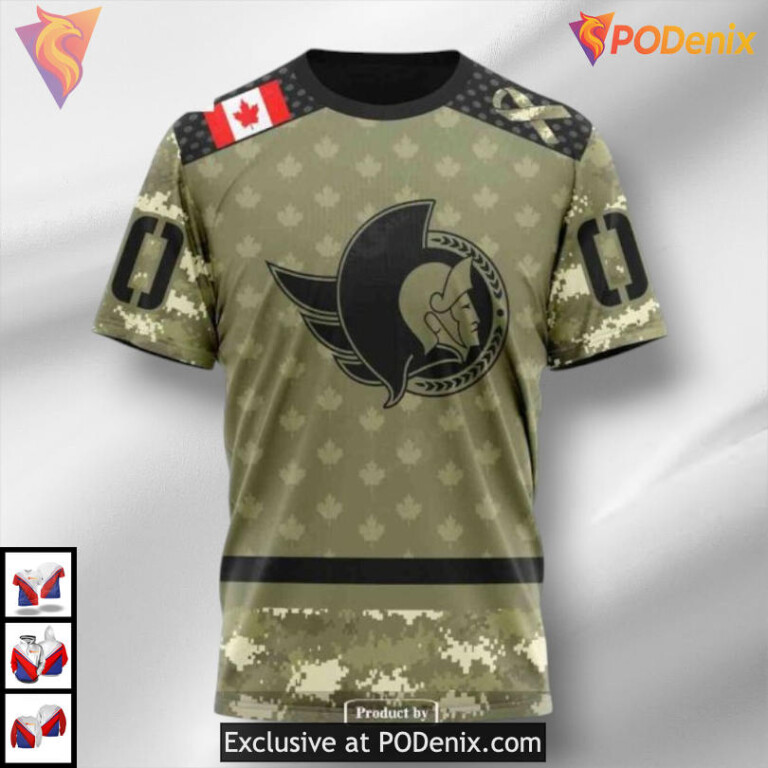 Camo Military Appreciation Tribute NHL Ottawa Senators Holiday Hoodie 3D - 2