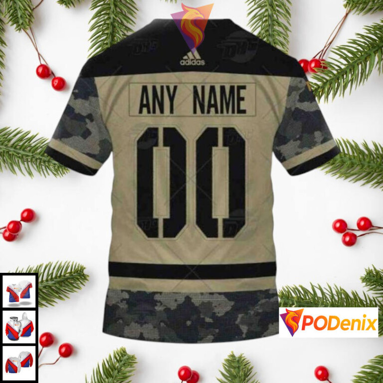 Camo Military Jersey Tribute Custom Name Pittsburgh Penguins Hoodie NHL Apparel - 1