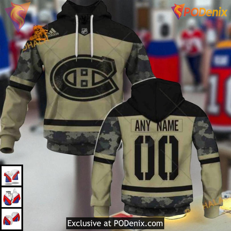 Camo Military Practice Jersey NHL Montreal Canadiens Unisex Hoodie 3D