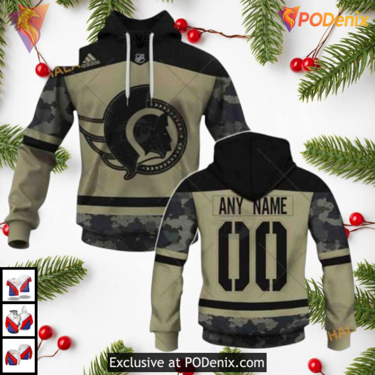 Camo Military Practice Jersey NHL Ottawa Senators Unisex Hoodie 3D