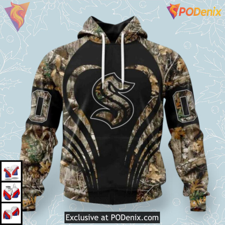 Camo Outdoor Hunting Concept NHL Personalized Seattle Kraken Hoodie 3D