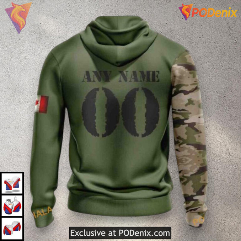 Camo Skull Artwork Name Number NHL Ottawa Senators Winter Hoodie 3D - 1