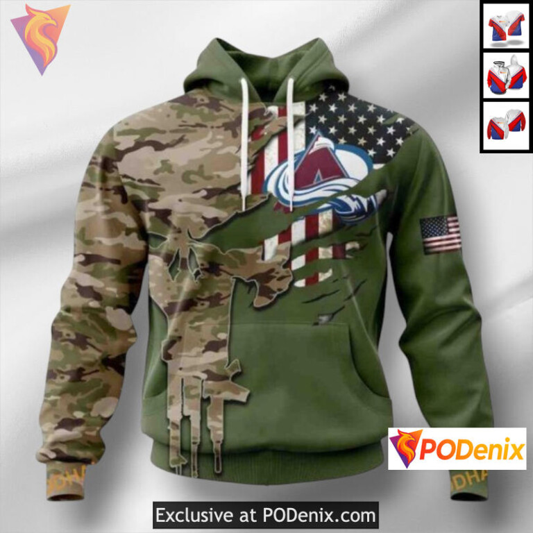 Camo Skull Name Number Design Colorado Avalanche Fan Hoodie Custom 3D