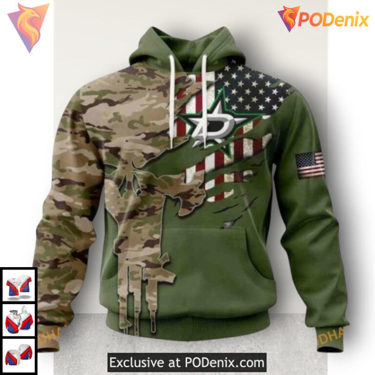 Camo Skull Name Number Tribute Dallas Stars Christmas Hoodie Custom 3D