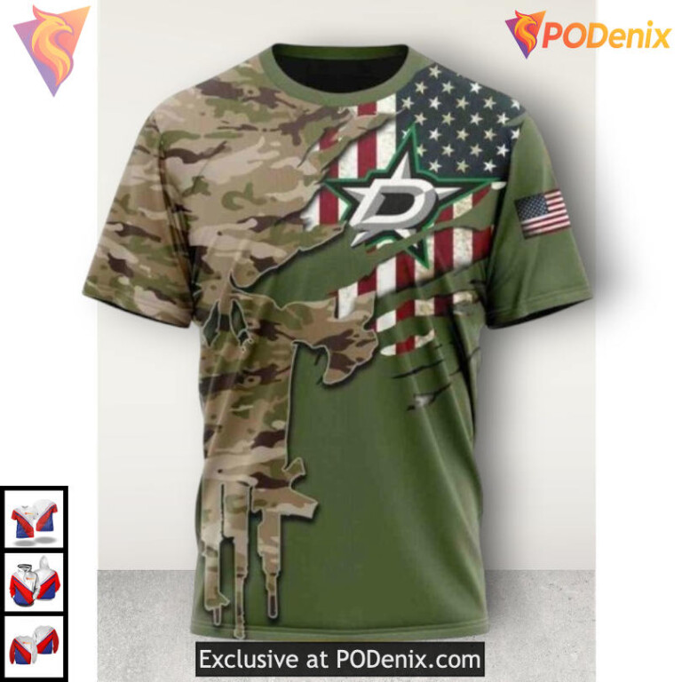 Camo Skull Name Number Tribute Dallas Stars Christmas Hoodie Custom 3D - 2