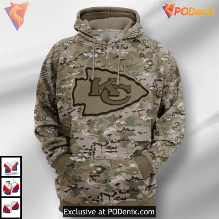 Camo Style Kansas City Chiefs Hoodie For Men, 3D All Over Print Zip Up Edition