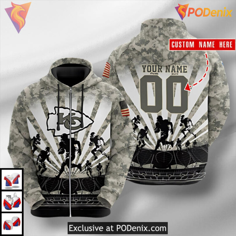 Camouflage Charge Vintage Kansas City Chiefs Mens Hoodie, Custom 3D Design